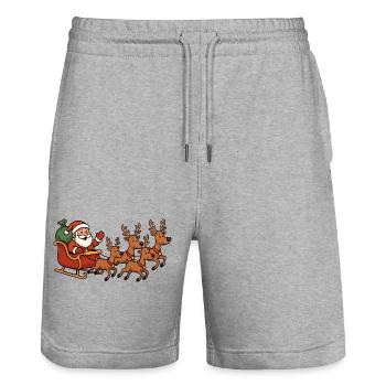 Christmas sleigh with reindeer - Stanley/Stella Trainer Unisex Organic Jogging Shorts - heather grey - Front - Nik (191cm) & Marisol (170cm)