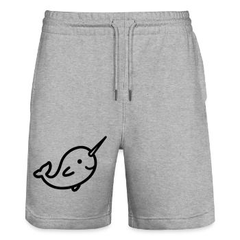Narwal - Stanley/Stella Unisex Bio Joggingshorts Trainer  - Grau meliert - Vorne - Nik (191cm) & Marisol (170cm)