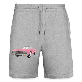 Pink Car Blanks - Stanley/Stella Trainer Unisex Organic Jogging Shorts - heather grey - Front - Nik (191cm) & Marisol (170cm)