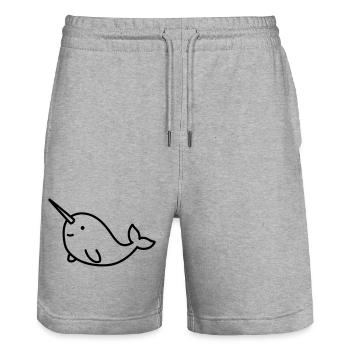 Narwal - Stanley/Stella Unisex Bio Joggingshorts Trainer  - Grau meliert - Vorne - Nik (191cm) & Marisol (170cm)