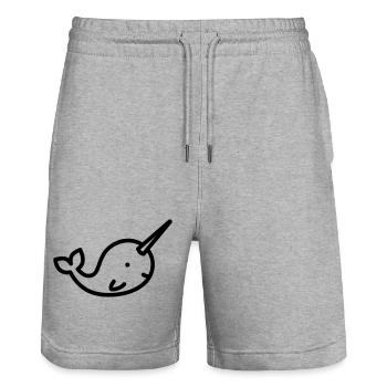 Narwal - Stanley/Stella Unisex Bio Joggingshorts Trainer  - Grau meliert - Vorne - Nik (191cm) & Marisol (170cm)