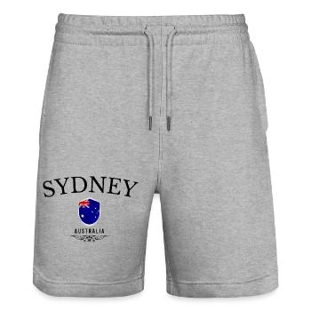 Souvenir Sydney, Sydney, Australie - Short de jogging bio TRAINER Stanley/Stella unisexe - gris chiné - Devant - Nik (191cm) & Marisol (170cm)