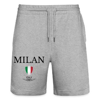 I love Milan, souvenir Milan - Stanley/Stella Trainer Unisex Organic Jogging Shorts - heather grey - Front - Nik (191cm) & Marisol (170cm)