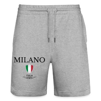 Souvenir Milan, Milan Italy - Stanley/Stella Trainer Unisex Organic Jogging Shorts - heather grey - Front - Nik (191cm) & Marisol (170cm)