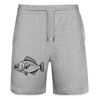 Fish Angler T-shirt Cadeau Angler - Short de jogging bio TRAINER Stanley/Stella unisexe - gris chiné - Devant - Nik (191cm) & Marisol (170cm)