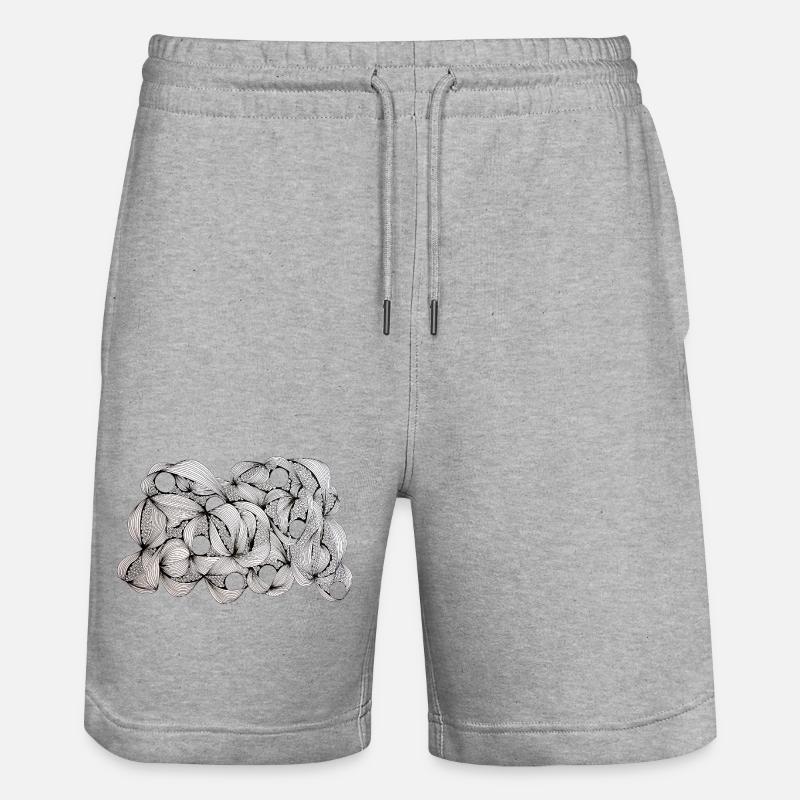 Lined Leaf Weave Pattern - Stanley/Stella Trainer Unisex Organic Jogging Shorts - heather grey