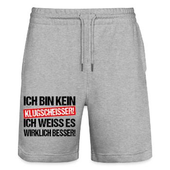 Klugscheisser Spruch Shirt Sarkasmus Humor - Stanley/Stella Unisex Bio Joggingshorts Trainer  - Grau meliert - Vorne - Nik (191cm) & Marisol (170cm)