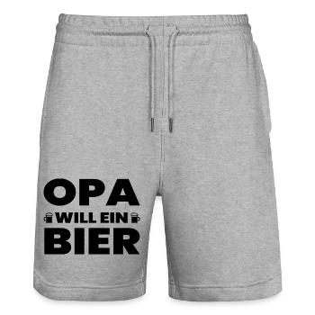 Bier - Stanley/Stella Unisex Bio Joggingshorts Trainer  - Grau meliert - Vorne - Nik (191cm) & Marisol (170cm)