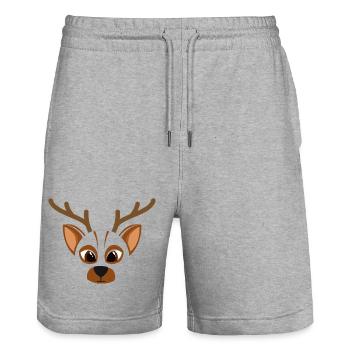 Süßes Hirschgesicht in Best in Brown Shirt - Stanley/Stella Unisex Bio Joggingshorts Trainer  - Grau meliert - Vorne - Nik (191cm) & Marisol (170cm)