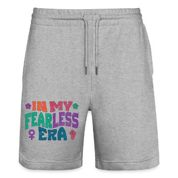 À mon époque sans peur - Short de jogging bio TRAINER Stanley/Stella unisexe - gris chiné - Devant - Nik (191cm) & Marisol (170cm)