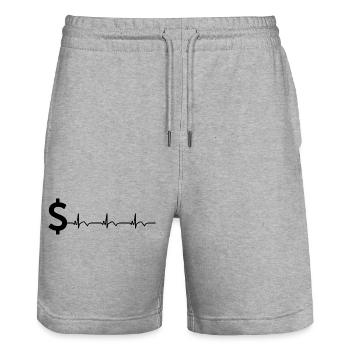 Dollar Zeichen $ EKG Herzschlag - Stanley/Stella Unisex Bio Joggingshorts Trainer  - Grau meliert - Vorne - Nik (191cm) & Marisol (170cm)