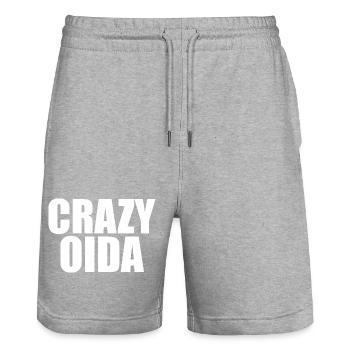 crazy_oida_shirt_geschenk_lustig_wien_oesterrei - Stanley/Stella Unisex Bio Joggingshorts Trainer  - Grau meliert - Vorne - Nik (191cm) & Marisol (170cm)