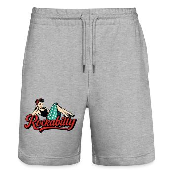 Rockabilly Femme Années 50 Allongé Jupon Cadeau - Short de jogging bio TRAINER Stanley/Stella unisexe - gris chiné - Devant - Nik (191cm) & Marisol (170cm)
