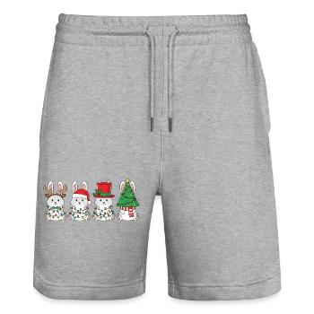 Rabbit Santa Claus Christmas Lights - Stanley/Stella Trainer Unisex Organic Jogging Shorts - heather grey - Front - Nik (191cm) & Marisol (170cm)