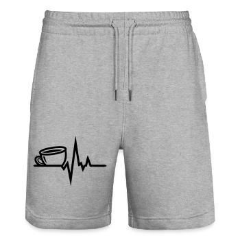 Coffee Heartbeat – Coffee Lover Lineart Design - Stanley/Stella Trainer Unisex Organic Jogging Shorts - heather grey - Front - Nik (191cm) & Marisol (170cm)