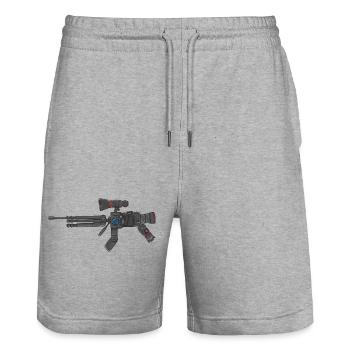Camera Gun Style Hybrid for Photographers Artwork - Stanley/Stella Trainer Unisex Organic Jogging Shorts - heather grey - Front - Nik (191cm) & Marisol (170cm)