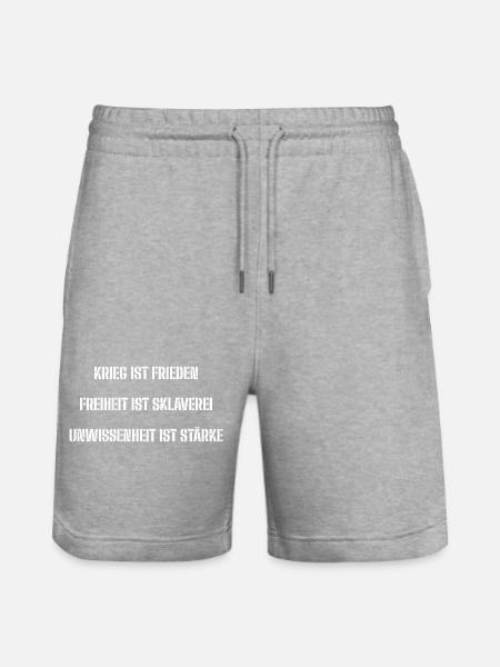WAR IS PEACE, FREEDOM IS SLAVERY - Stanley/Stella Trainer Unisex Organic Jogging Shorts - heather grey