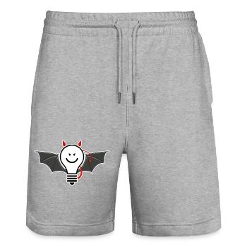 Light bulb with devil horns – cheeky light motif - Stanley/Stella Trainer Unisex Organic Jogging Shorts - heather grey - Front - Nik (191cm) & Marisol (170cm)