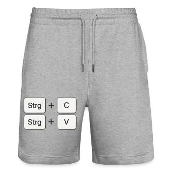 Copier + coller | Copier + coller - Short de jogging bio TRAINER Stanley/Stella unisexe - gris chiné - Devant - Nik (191cm) & Marisol (170cm)