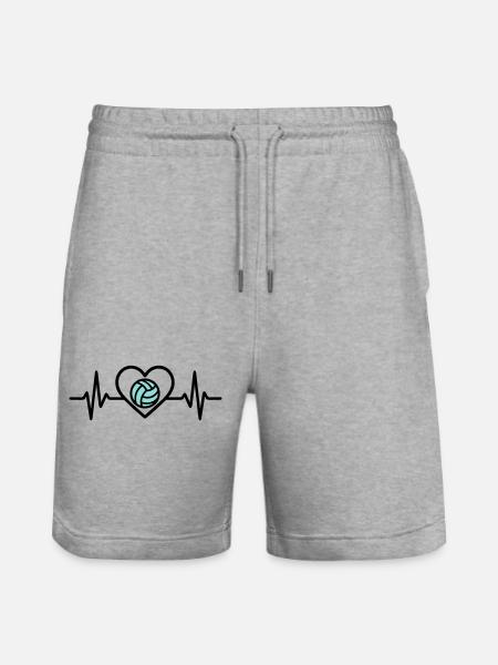 Herz Volleyball – Leidenschaft Teamsport - Stanley/Stella Unisex Bio Joggingshorts Trainer - Grau meliert