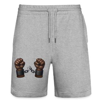 BLACK LIVE MATTER – Freiheit & Rechte - Stanley/Stella Unisex Bio Joggingshorts Trainer  - Grau meliert - Vorne - Nik (191cm) & Marisol (170cm)