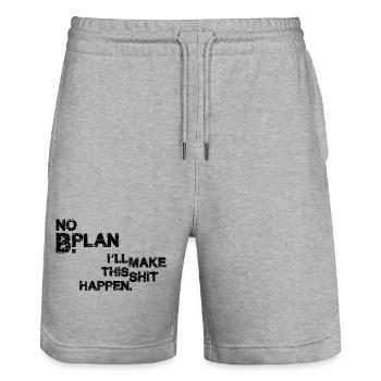 No Plan B –  Grunge Typo Statement - Stanley/Stella Unisex Bio Joggingshorts Trainer  - Grau meliert - Vorne - Nik (191cm) & Marisol (170cm)