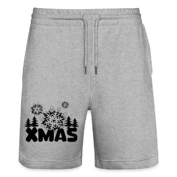 Design de Noël avec des flocons de neige et des sapins - Short de jogging bio TRAINER Stanley/Stella unisexe - gris chiné - Devant - Nik (191cm) & Marisol (170cm)