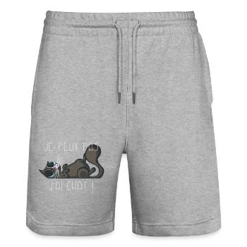 Je peux pas j'ai chat noir - Short de jogging bio TRAINER Stanley/Stella unisexe - gris chiné - Devant - Nik (191cm) & Marisol (170cm)