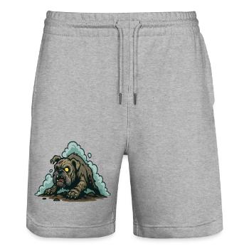 Zombie-Bulldogge kriecht aus dunklem Boden - Stanley/Stella Unisex Bio Joggingshorts Trainer  - Grau meliert - Vorne - Nik (191cm) & Marisol (170cm)