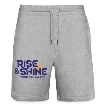Aufwärts und leuchten – Ziele der Morgenroutine - Stanley/Stella Unisex Bio Joggingshorts Trainer  - Grau meliert - Vorne - Nik (191cm) & Marisol (170cm)