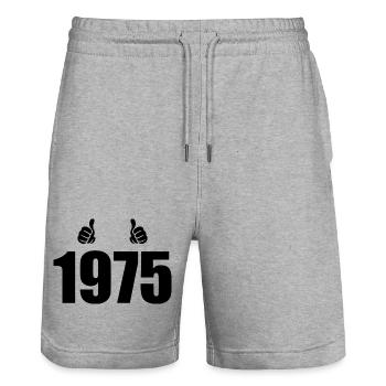 Legendary since 1975 - Stanley/Stella Trainer Unisex Organic Jogging Shorts - heather grey - Front - Nik (191cm) & Marisol (170cm)