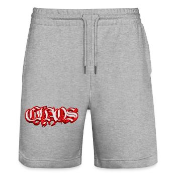 CHAOS – Typographie 3D Gothique Fraktur - Short de jogging bio TRAINER Stanley/Stella unisexe - gris chiné - Devant - Nik (191cm) & Marisol (170cm)
