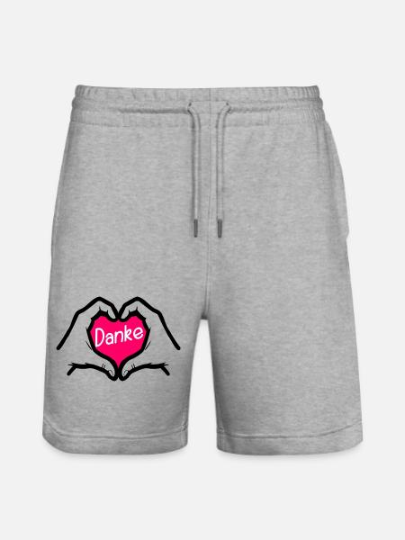 Dankeschön Danke HERZ - Stanley/Stella Unisex Bio Joggingshorts Trainer - Grau meliert