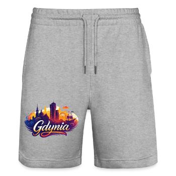 Gdynia Poland Polska White Port City Gift - Stanley/Stella Trainer Unisex Organic Jogging Shorts - heather grey - Front - Nik (191cm) & Marisol (170cm)