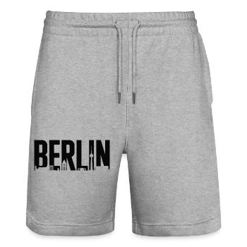 Berliner Skyline-Silhouette - Stanley/Stella Unisex Bio Joggingshorts Trainer  - Grau meliert - Vorne - Nik (191cm) & Marisol (170cm)