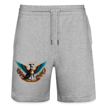 Ángel Guardián Nr5 Angel Guardian Dog - Stanley/Stella Trainer Unisex Organic Jogging Shorts - heather grey - Front - Nik (191cm) & Marisol (170cm)