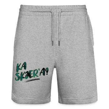 Où est la faux ? - Short de jogging bio TRAINER Stanley/Stella unisexe - gris chiné - Devant - Nik (191cm) & Marisol (170cm)