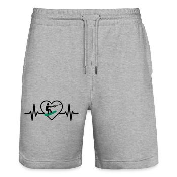 Herz Wakeboard – Leidenschaft Wassersport - Stanley/Stella Unisex Bio Joggingshorts Trainer  - Grau meliert - Vorne - Nik (191cm) & Marisol (170cm)