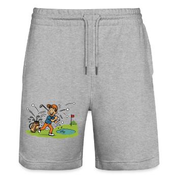 Le golf est déjà accroché - Short de jogging bio TRAINER Stanley/Stella unisexe - gris chiné - Devant - Nik (191cm) & Marisol (170cm)