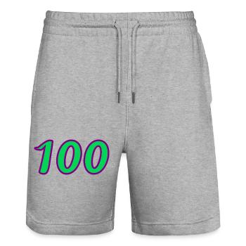 100. 100 JAHRE. 100-JÄHRIGES JUBILÄUM. GEBURTSTAG 100 - Stanley/Stella Unisex Bio Joggingshorts Trainer  - Grau meliert - Vorne - Nik (191cm) & Marisol (170cm)