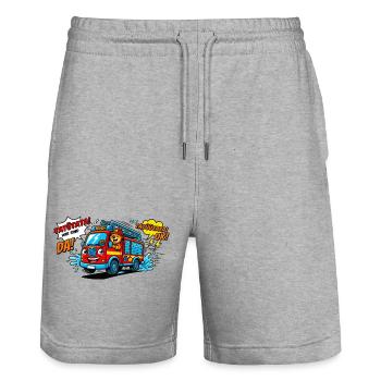 Fire Brigade Bär - Stanley/Stella Trainer Unisex Organic Jogging Shorts - heather grey - Front - Nik (191cm) & Marisol (170cm)