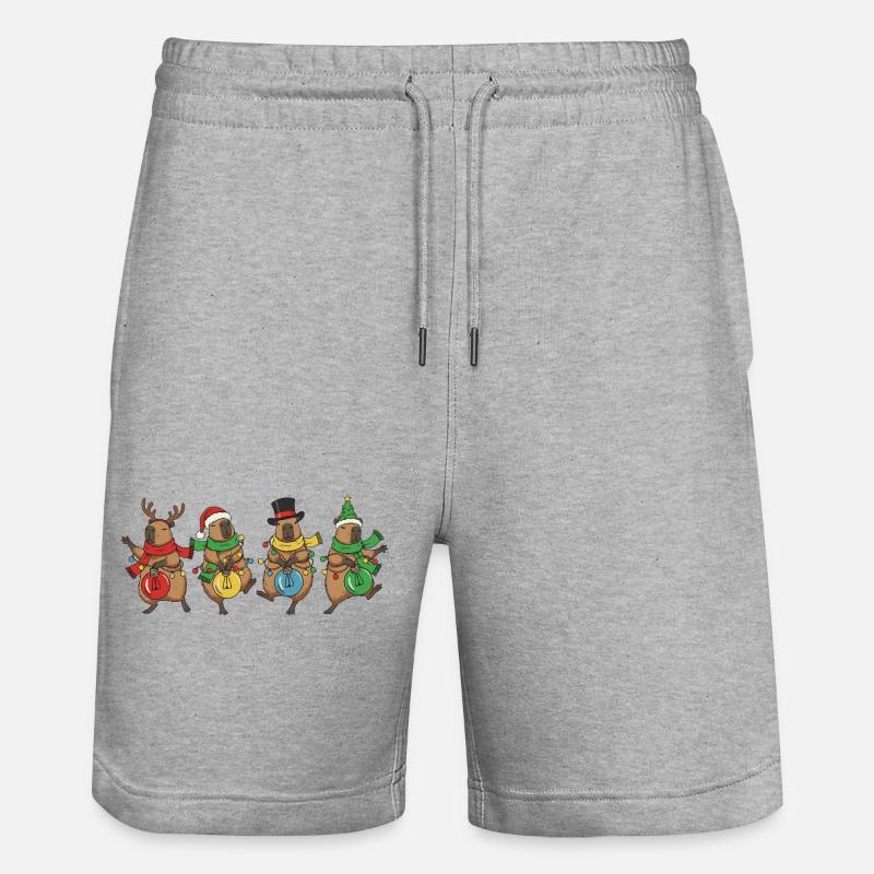 Lumières de Noël dansantes de capybara - Short de jogging bio TRAINER Stanley/Stella unisexe - gris chiné