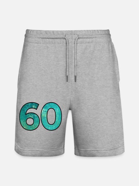 Number 60 - 60th Birthday - Stanley/Stella Trainer Unisex Organic Jogging Shorts - heather grey