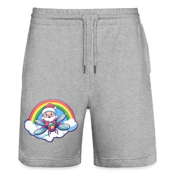 Libelle Weihnachtsmann Weihnachten - Stanley/Stella Unisex Bio Joggingshorts Trainer  - Grau meliert - Vorne - Nik (191cm) & Marisol (170cm)