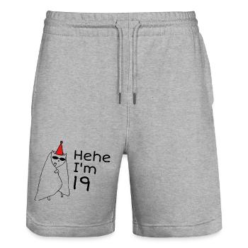 19 Year Anniversary - 19th Anniversary Gift - Stanley/Stella Trainer Unisex Organic Jogging Shorts - heather grey - Front - Nik (191cm) & Marisol (170cm)