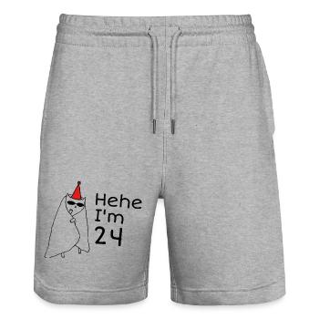 24 Years Anniversary - 24th Anniversary Gift - Stanley/Stella Trainer Unisex Organic Jogging Shorts - heather grey - Front - Nik (191cm) & Marisol (170cm)