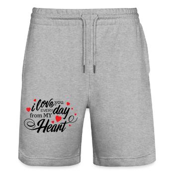 Ich liebe dich jeden Tag, mein Herz, ewige Liebe - Stanley/Stella Unisex Bio Joggingshorts Trainer  - Grau meliert - Vorne - Nik (191cm) & Marisol (170cm)