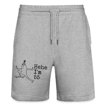 55. Geburtstag Geschenk lustig 55 Jahre 55th  - Stanley/Stella Unisex Bio Joggingshorts Trainer  - Grau meliert - Vorne - Nik (191cm) & Marisol (170cm)