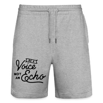 Be a Voice Not an Echo - Leadership Integrity - Stanley/Stella Trainer Unisex Organic Jogging Shorts - heather grey - Front - Nik (191cm) & Marisol (170cm)