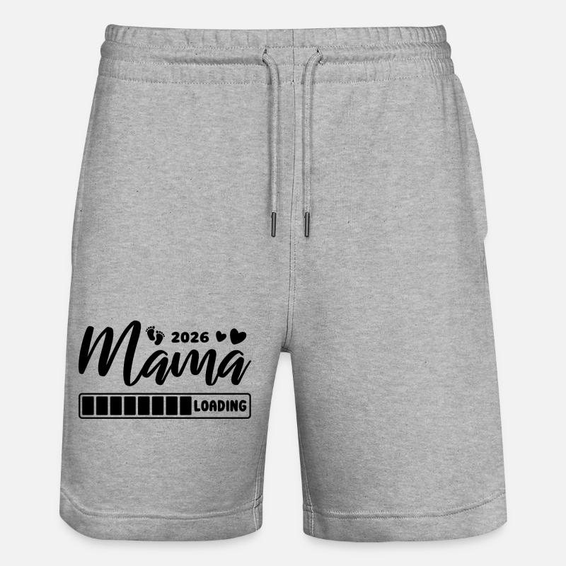 Mama 2026 loading - Schwangerschaft - Geschenk - Stanley/Stella Unisex Bio Joggingshorts Trainer  - Grau meliert